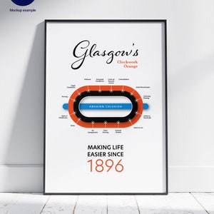 Glasgow&#39;s Clockwork Orange Tube Map - Gaelic - Digital download / print at home
