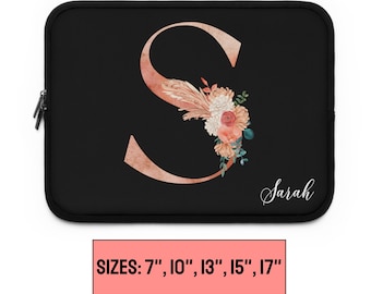 Laptop Sleeve Laptop case Custom laptop sleeve Monogram Initial laptop sleeve Personalized Laptop sleeve  Coworker gift Cute Laptop Sleeve