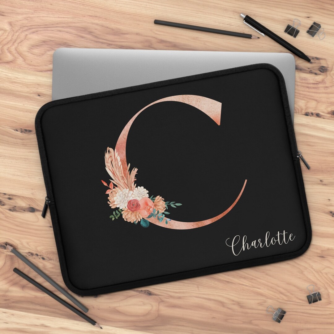 Custom Laptop Sleeve Custom Laptop Case Monogram Initial Laptop Sleeve