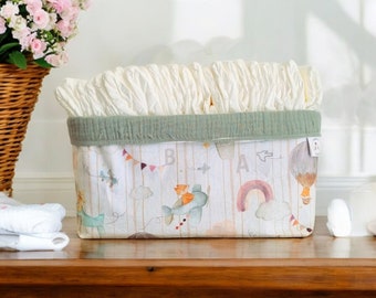 Set of 3 Reversible Fabric Storage Baskets – Soft Rainbow Edition with Waterproof Option
