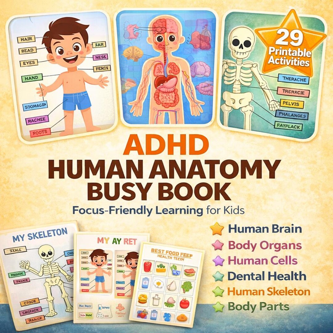 ADHD Human Anatomy Busy Book for Kids Body Parts & Skeleton Activities ...