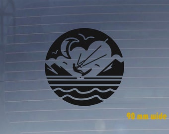 Kitesurf Circle Heart Sticker. Car Vinyl Decal. Durable, Scratchproof, Water Resistant