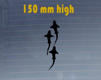 3 Sharks Sticker. Car Vinyl Decal. Durable, Scratchproof, Water Resistant