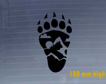 Bear Foot Print Sticker. Car Vinyl Decal. Durable, Scratchproof, Water Resistant