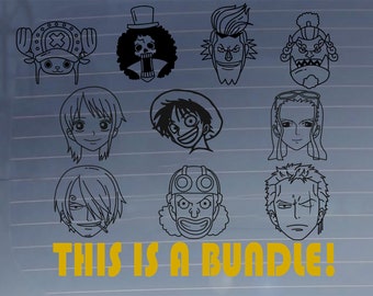 One Piece Straw Hat Crew Stickers: Luffy, Zoro, Sanji Car Vinyl Decal