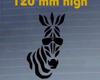 Zebra Head Sticker, Sunglasses Vinyl Decal, Durable Water Resistant (120mm High)