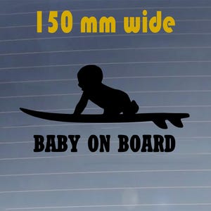 Baby on Board Surf Sticker. Car Vinyl Decal. Durable, Scratchproof, Water Resistant