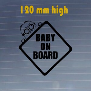 Naklejka Baby Minion On Board. Naklejka winylowa na samochód. Trwała, odporna na zarysowania, wodoodporna