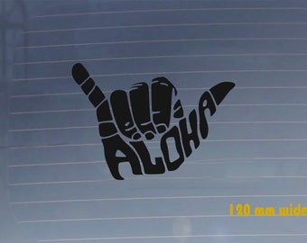 Adhesivo de Aloha Hawaii Shaka. Adhesivo de vinilo para coche. Duradero, resistente a los arañazos y al agua.