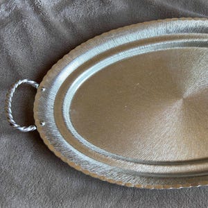 Vintage Large Oval Italian Metal Tray Alessi Style Design stainless steel Decorative vanity tray Housewarming gift Home decor Gift for mom