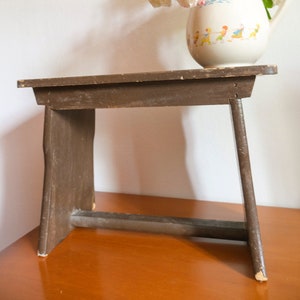 Vintage handmade wooden rustic stool Wooden footrest Bathroom stool Milking Stool or Small Table Rustic Farmhouse Seat step cute pot stand