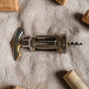 Vintage Italian corkscrew from 50s in brass Wine bar tools Bottle opener Wine lover gift Present for him Vintage brass corkscrew