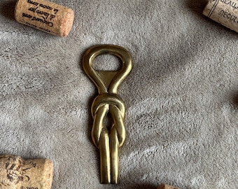 Vintage Bottle Opener Solid Brass Sea node Gold Wine bar tools Wine lover gift Present for him Collectible Nautical style