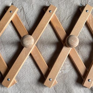 Accordion Rack Peg Vintage Light Wood Accordion Coat, Hat or Jewelry Holder from 1960s Wall Rack Hooks Home organization French hanger
