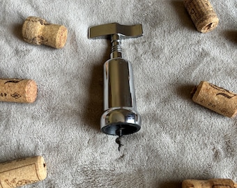 Vintage Brass polished chrome corkscrew from Italy Wine lover gift Collectible Italian corkscrew Gift for him Birthday present