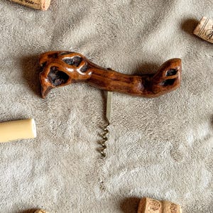 Vintage Gnarled Grapewood corkscrew Wine bottle opener bar tools Vintage Bottle opener Wine lover gift Present for him Barware tools