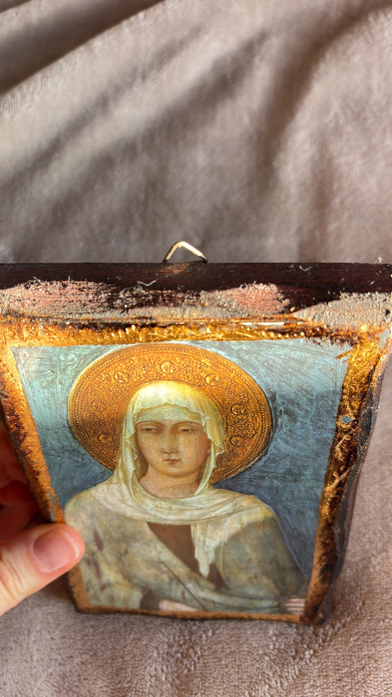 Vintage Florentine Religious Sacred Art of Saint Clare of Assisi on ...