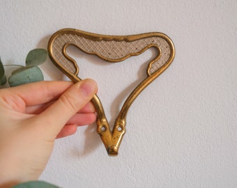 Vintage Carved Brass Coat Hooks, Set of 3, Italian Made