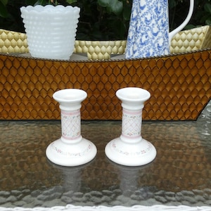 Ceramic Floral Candlesticks Pair Candle Holders Set of 2