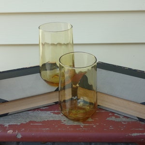 Vintage Amber Drinking Juice Glasses Set of 2