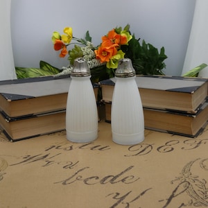 Milk Glass Salt and Pepper Shakers Set