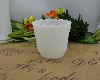 Fire King Hobnail Milk Glass Planter