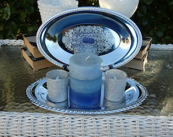 Vintage Oval Silver Plated Tray Silverplated