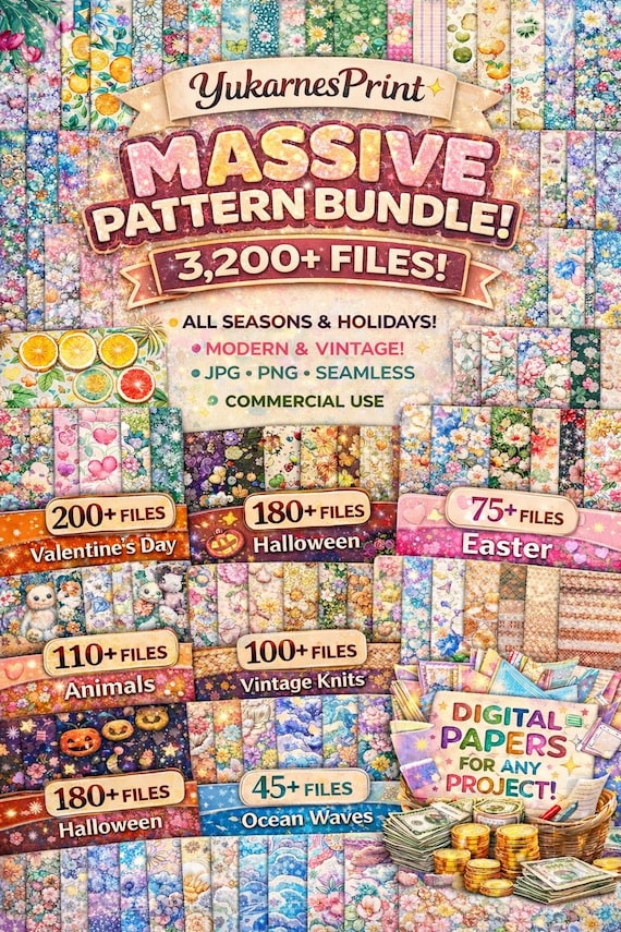 3200+ Mega Digital Paper Bundle, Scrapbook Paper, Floral Digital Paper, Digital Patterns, Seamless Background, Multiple Clipart, Digital PNG