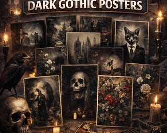 1700+ donkergotische posterbundel, gotische muurkunst, horror vintage prints, donkere fantasiedecor, afdrukbare donkere academische poster, digitaal, download
