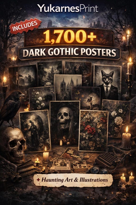 1700+ Dark Gothic Poster Bundle, Gothic Wall Art, Horror Vintage Prints, Dark Fantasy Decor, Printable Dark Academia Poster,Digital,Download