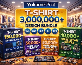 3.000.000+ Mega SVG-bundel, klaar voor POD, Cricut- en silhouetbestanden, T-shirtontwerpen, DTF en sublimatie, commercieel gebruik, direct downloaden