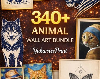 340+ Animal Wall Art Bundle, Printable Animal Prints, Vintage & Modern Animal Art, Nursery Decor, Digital Download, MRR PLR, Digital Print
