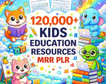 120.000+ afdrukbare bundel voor kinderen, kleurplaten, werkbladen, games en activiteiten, pdf + canva, direct downloaden, MRR PLR,