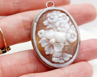 Pendentif Camée Ancien En Argent Sterling - Coquillage Antique, Broche Ou Pendentif Occasion