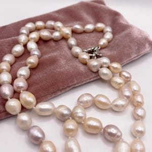 Genuine Freshwater Pearl Necklace – Elegant Hand-Knotted Pearl Strand with Sterling Silver Clasp