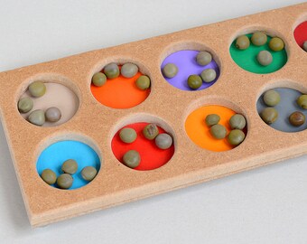 Awele, mancala African wooden game handmade in France