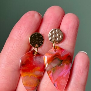 Bright Marbled 2 part drop earrings