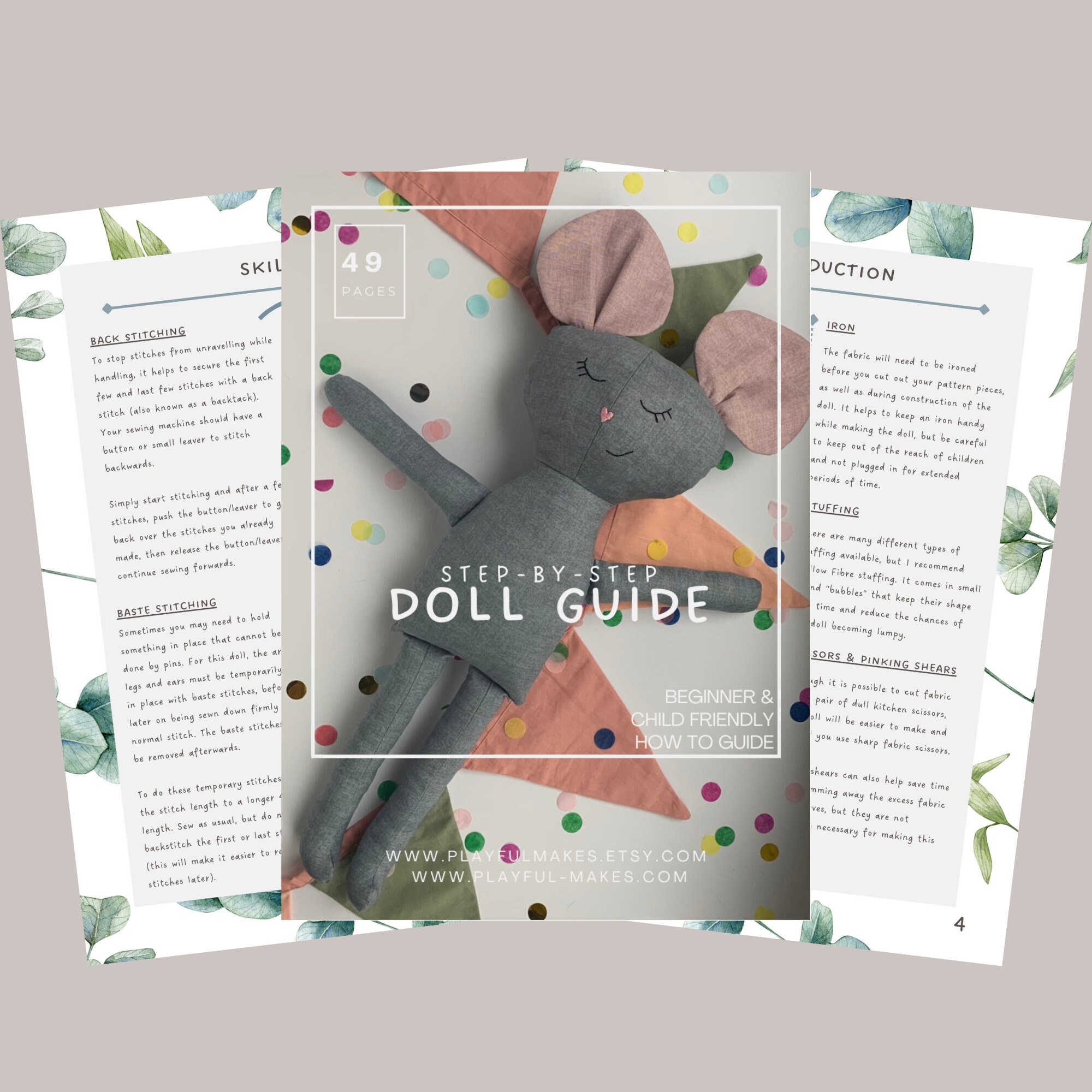 Mouse Doll Sewing Pattern and Guide, Digital Download, DIY Plushie Rag ...