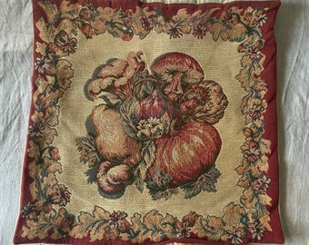 Vintage French Tapestry Cushion Cover Square 20th Century