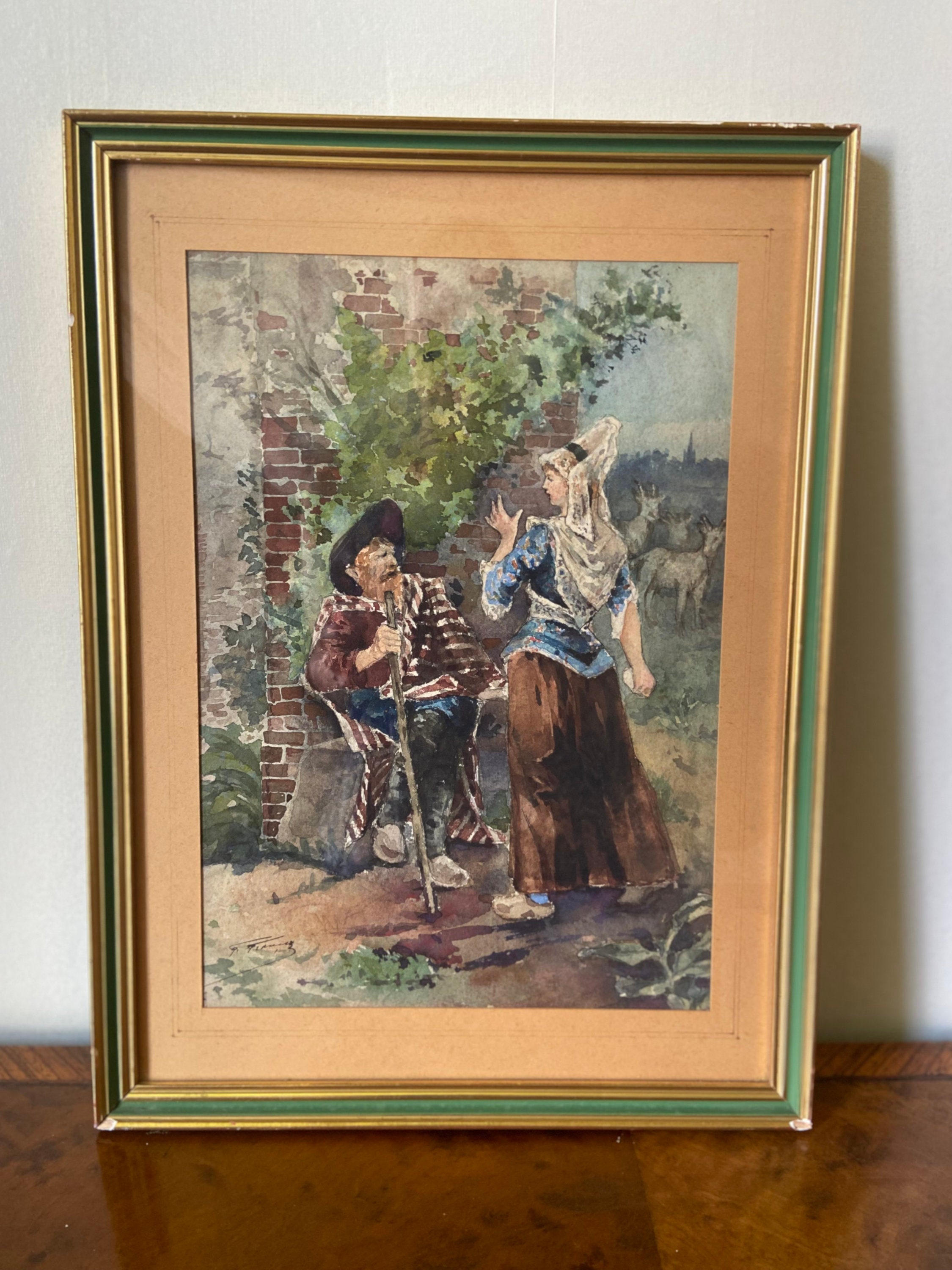 フランス　水彩画　ヴィンテージ フランス水彩画ヴィンテージ