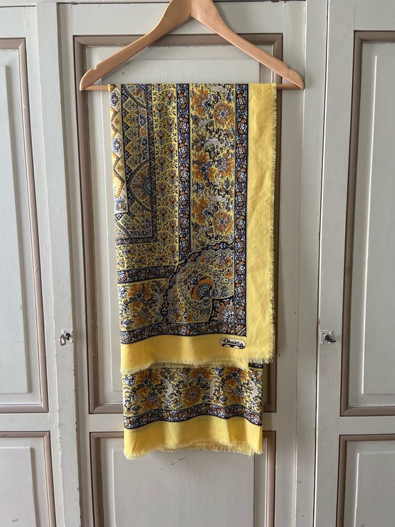 Vintage French Large Les Olivades Yellow Cotton Sq