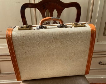 Vintage French Travel Suitcase 1950s