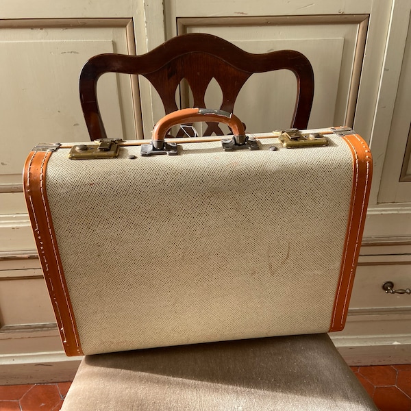 Vintage French Travel Suitcase 1950s