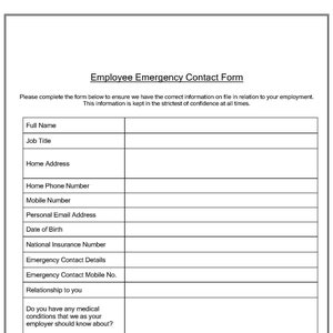 HR Emergency Contact Form