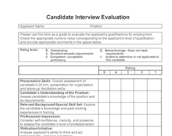 Job Interview Scoring Sheet Template Human Resources Interview