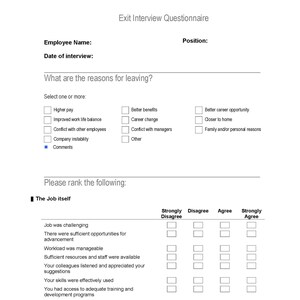 HR Exit Interview Questionnaire - Etsy