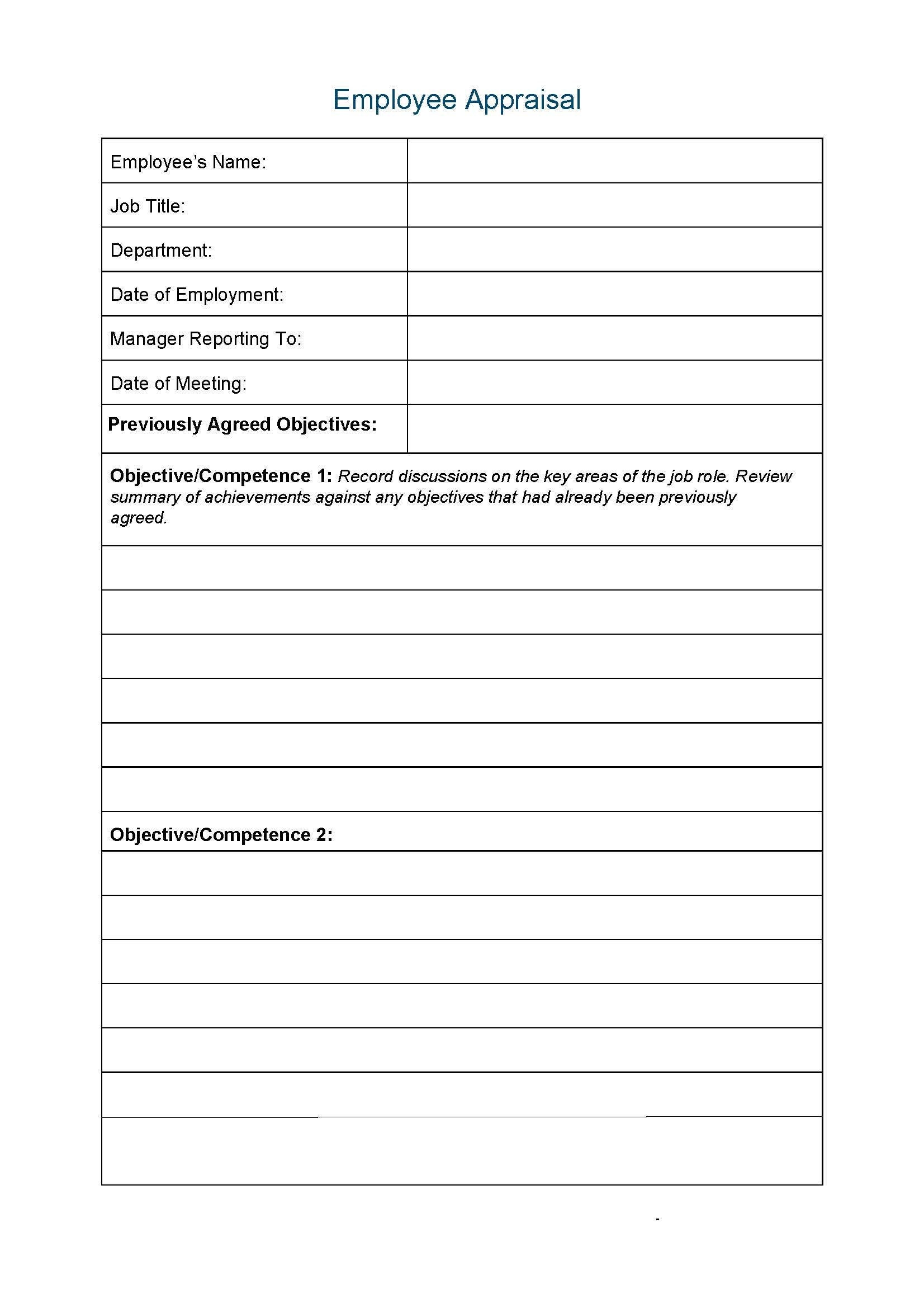 HR Employee Appraisal Form