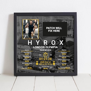 Personalised HYROX Race Frame | London Olympia Stats Display | Athlete Gift | Custom Gym Decor