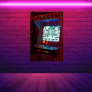 Retro 80s Neon Arcade Video Game Machine Poster