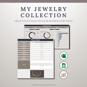 Jewelry collection tracker jewelry inventory tracker jewelry log jewelry organizer digital jewelry software